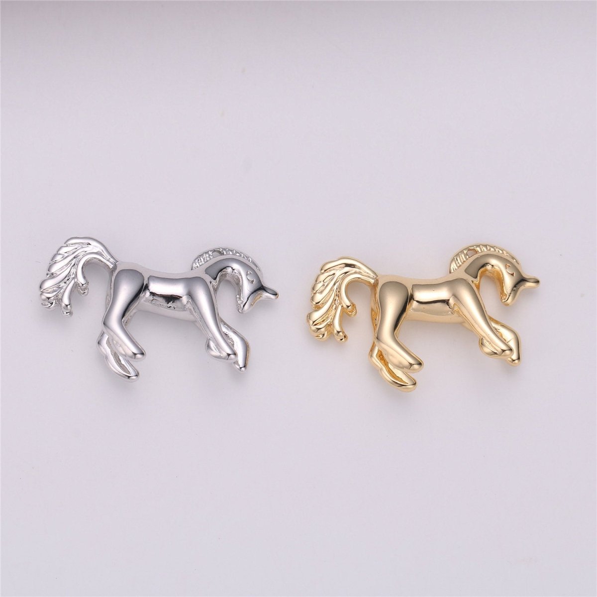 18k gold Filled horse charms, stallion charm, gold horse pendants, horse jewelry, animal charms, Horse equestrian jewelry 3D Charm, C-527 - DLUXCA