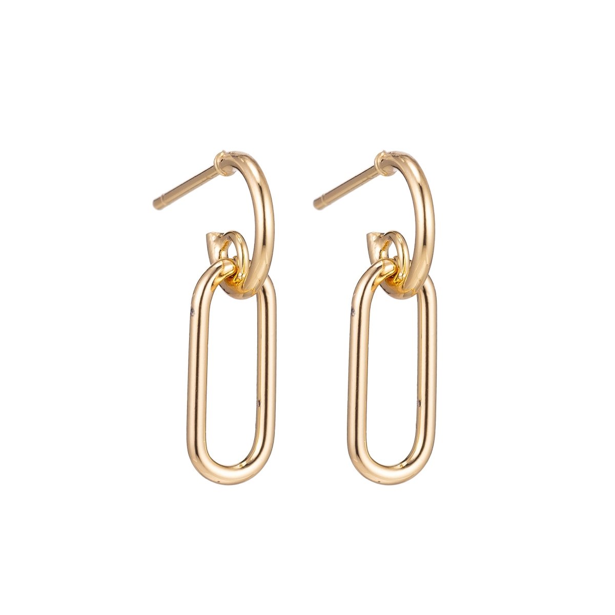 18k Gold Filled Huggies Earrings with Loop, Chained Earrings, Dangle Earring Making Supply Findings for Jewelry Making Supplies K-024 - DLUXCA