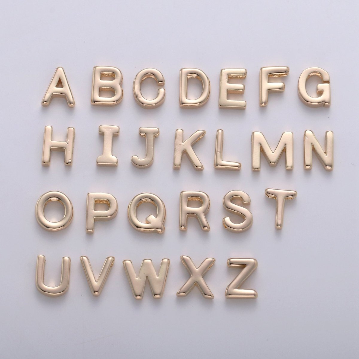 18K Gold Filled Letter Charms, Letter Beads, Initial Charms, Bracelet Charms, Mini Pendant Charms for Necklace Alphabet Beads Charm 8x6mm A-085 to A-097 - DLUXCA