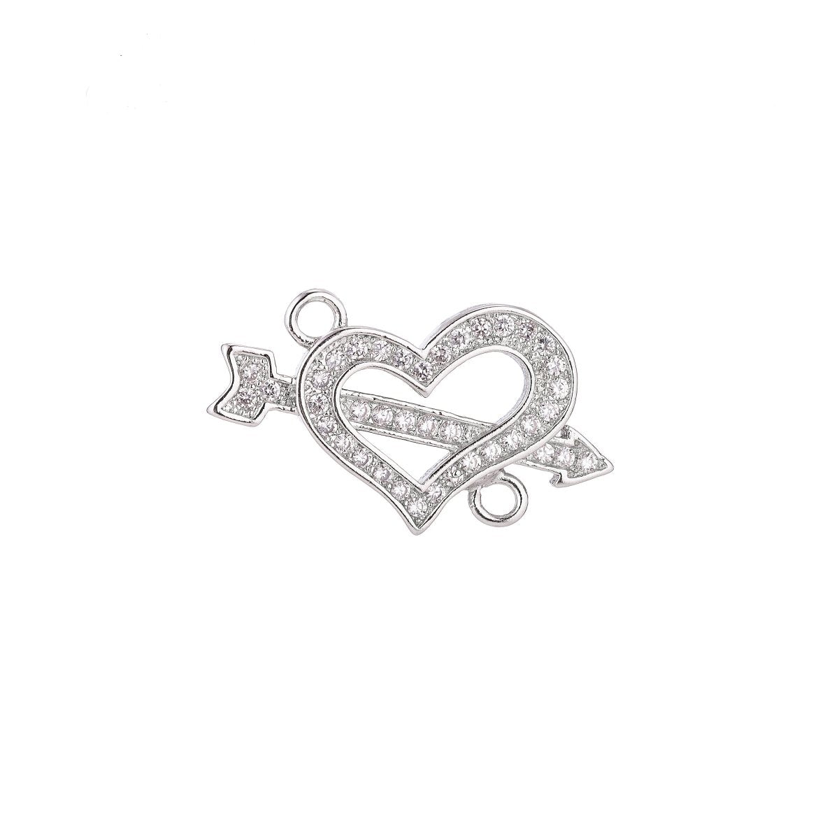 18K Gold Filled Lovely Love Cupid Heart Cubic Zirconia Bracelet Charm Bead Finding Connector For Jewelry Making F-021 - DLUXCA