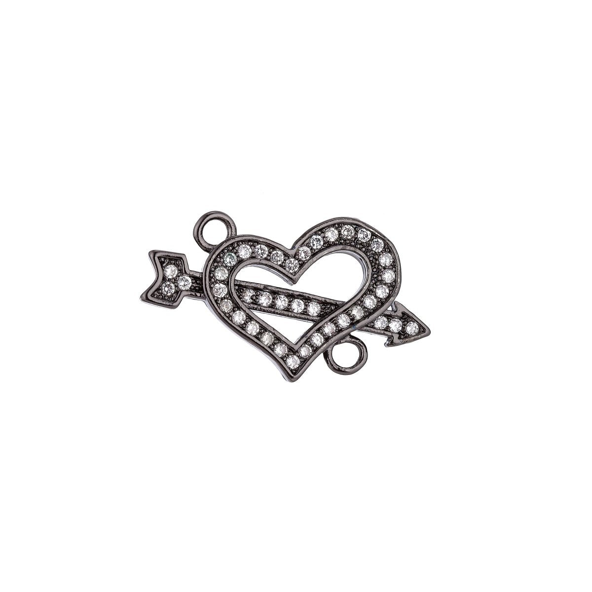 18K Gold Filled Lovely Love Cupid Heart Cubic Zirconia Bracelet Charm Bead Finding Connector For Jewelry Making F-021 - DLUXCA
