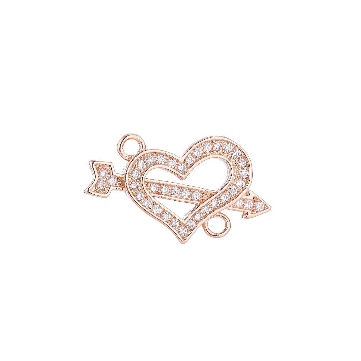 18K Gold Filled Lovely Love Cupid Heart Cubic Zirconia Bracelet Charm Bead Finding Connector For Jewelry Making F-021 - DLUXCA