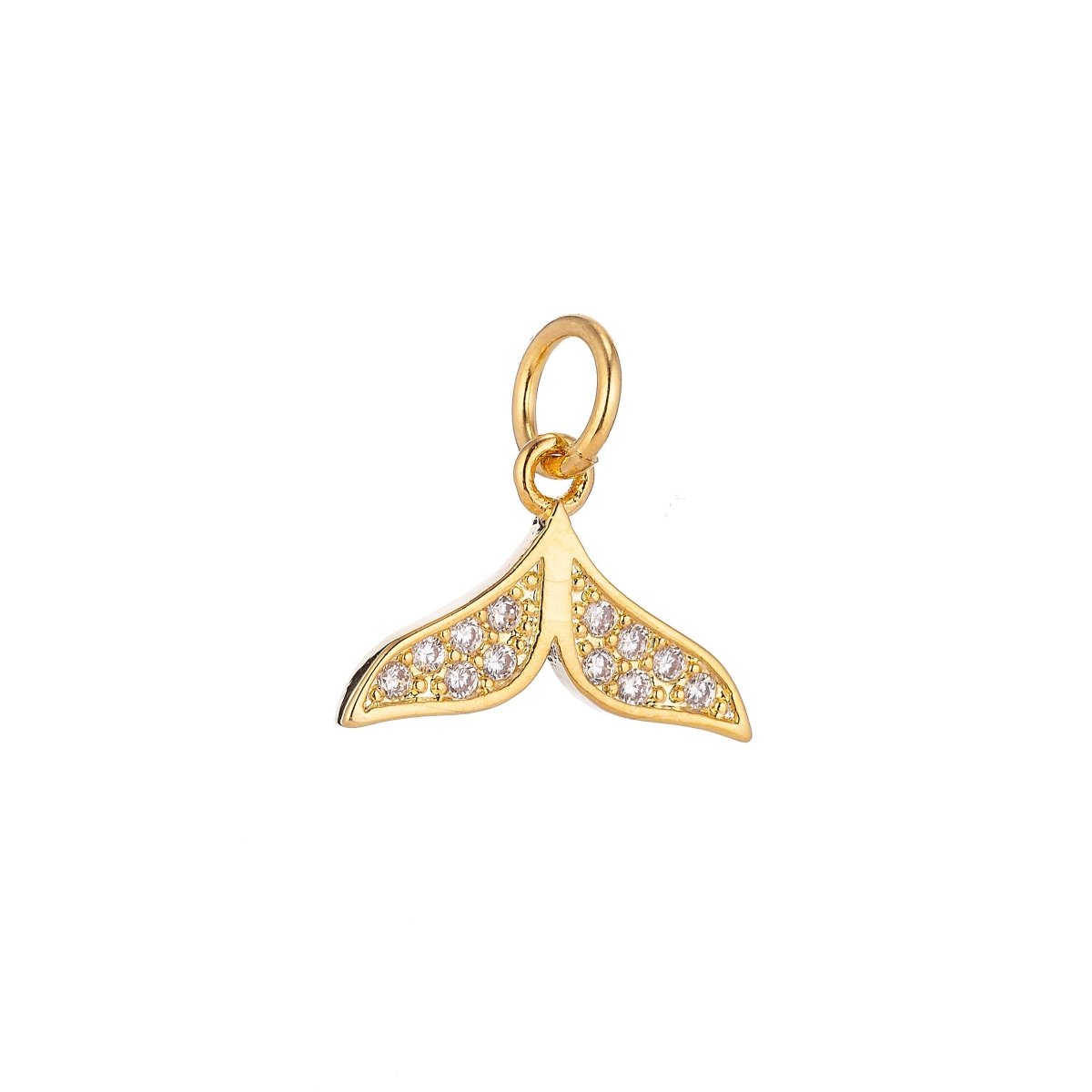 18K Gold Filled Lovely Mermaid Tail Cubic Zirconia Necklace Pendant Bracelet Earring Charm for Jewelry Making C-073 - DLUXCA