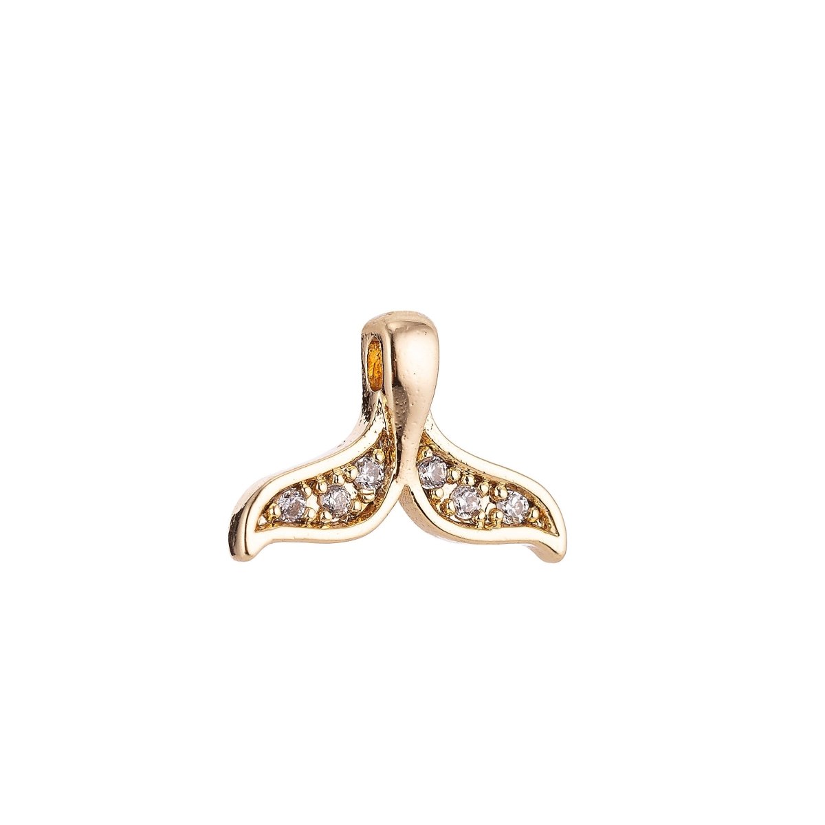 18K Gold Filled Mermaid Tail, Gold / White Gold Cubic Zirconia Necklace Pendant Charm Bails Findings for Jewelry Making H-137 - DLUXCA
