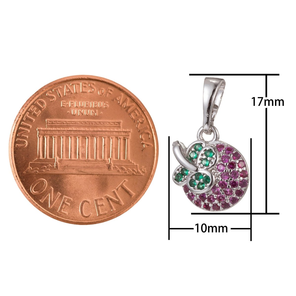 18k Gold Filled Micro Pave CZ Apple Pendant Charm, Micro Pave CZ Apple Pendant Charm, Gold Filled Fruit Pendant, For DIY Jewelry I-410 I-482 - DLUXCA