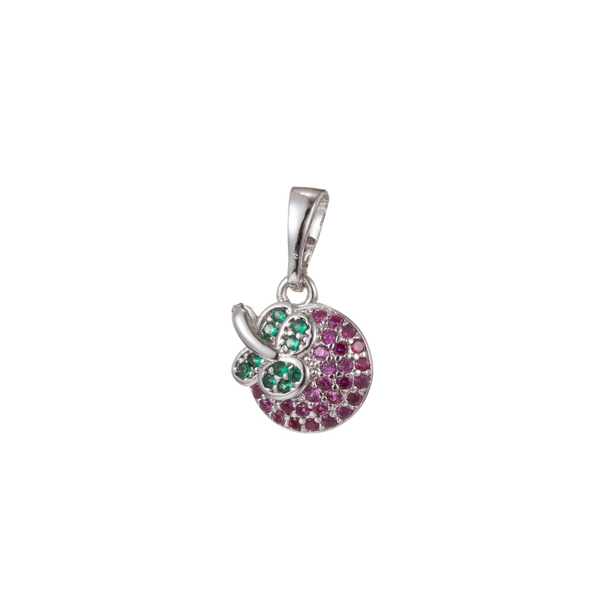 18k Gold Filled Micro Pave CZ Apple Pendant Charm, Micro Pave CZ Apple Pendant Charm, Gold Filled Fruit Pendant, For DIY Jewelry I-410 I-482 - DLUXCA