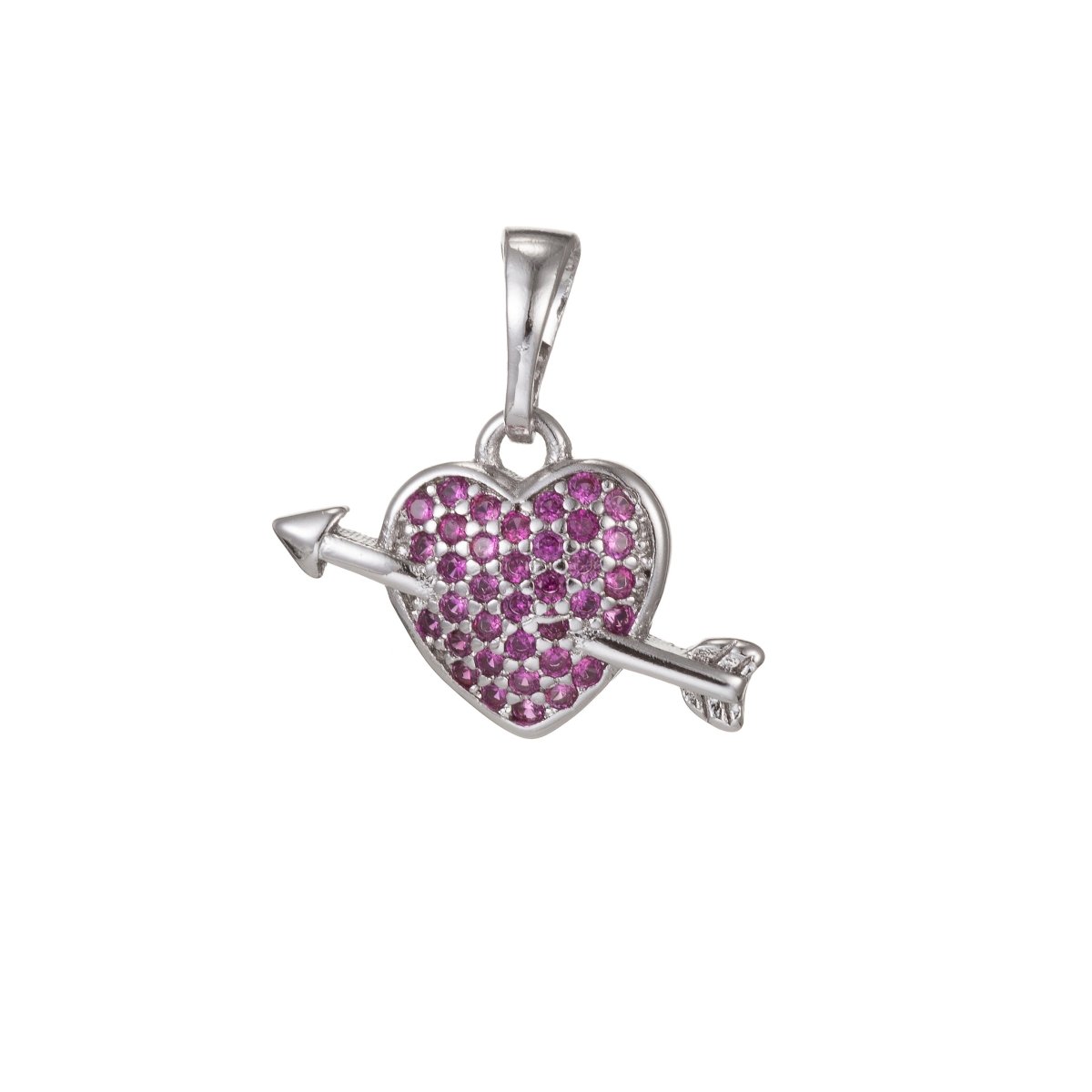 18k Gold Filled Micro Pave CZ Arrowed Heart Pendant Charm, Heart with Cupid Arrow Pendant Charm, Gold Filled Pendant, For DIY Jewelry I-417 I-497 - DLUXCA
