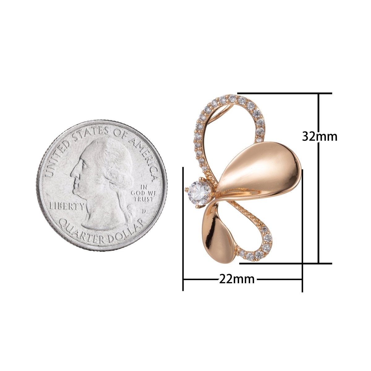 18k Gold Filled Micro Pave CZ Butterfly Pendant Charm, Butterfly Pendant Charm, Gold Filled Butterfly Pendant, For DIY Jewelry I-532 - DLUXCA