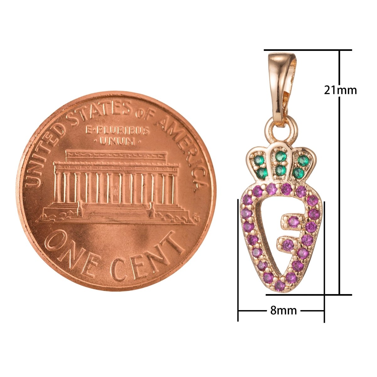 18k Gold Filled Micro Pave CZ Carrot Pendant Charm, Carrot Pendant Charm, Gold Filled Veggie Pendant, For DIY Jewelry Making I-419 I-514 - DLUXCA