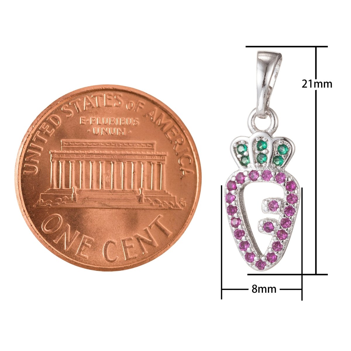 18k Gold Filled Micro Pave CZ Carrot Pendant Charm, Carrot Pendant Charm, Gold Filled Veggie Pendant, For DIY Jewelry Making I-419 I-514 - DLUXCA