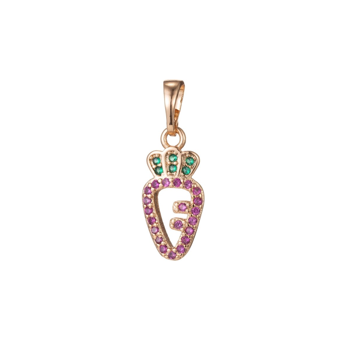 18k Gold Filled Micro Pave CZ Carrot Pendant Charm, Carrot Pendant Charm, Gold Filled Veggie Pendant, For DIY Jewelry Making I-419 I-514 - DLUXCA