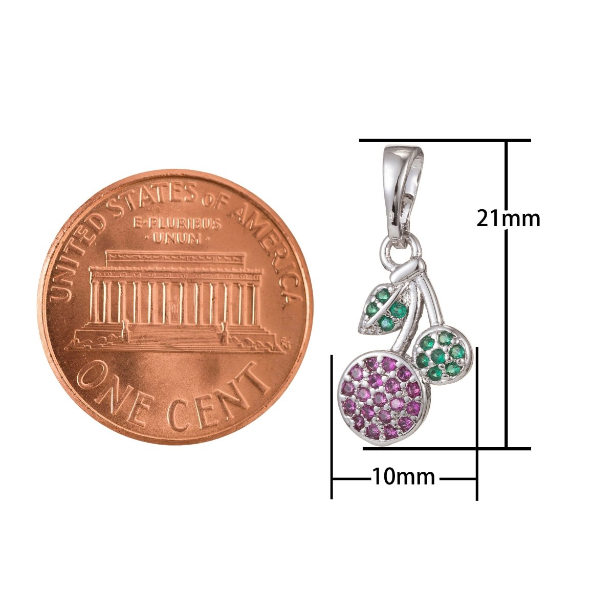 18k Gold Filled Micro Pave CZ Cherry Pendant Charm, Micro Pave CZ Cherry Pendant Charm, Gold Filled Fruit Pendant, For DIY Jewelry I-487 I-523 - DLUXCA
