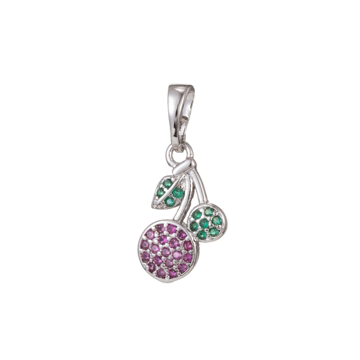 18k Gold Filled Micro Pave CZ Cherry Pendant Charm, Micro Pave CZ Cherry Pendant Charm, Gold Filled Fruit Pendant, For DIY Jewelry I-487 I-523 - DLUXCA