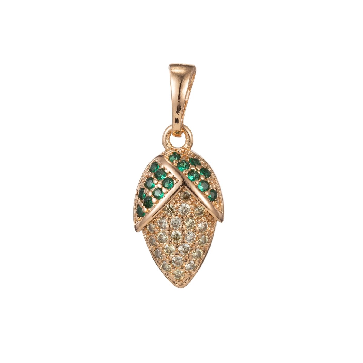 18k Gold Filled Micro Pave CZ Corn Pendant Charm, Corn Pendant Charm, Gold Filled Veggie Pendant, For DIY Jewelry Making I-422 I-498 - DLUXCA