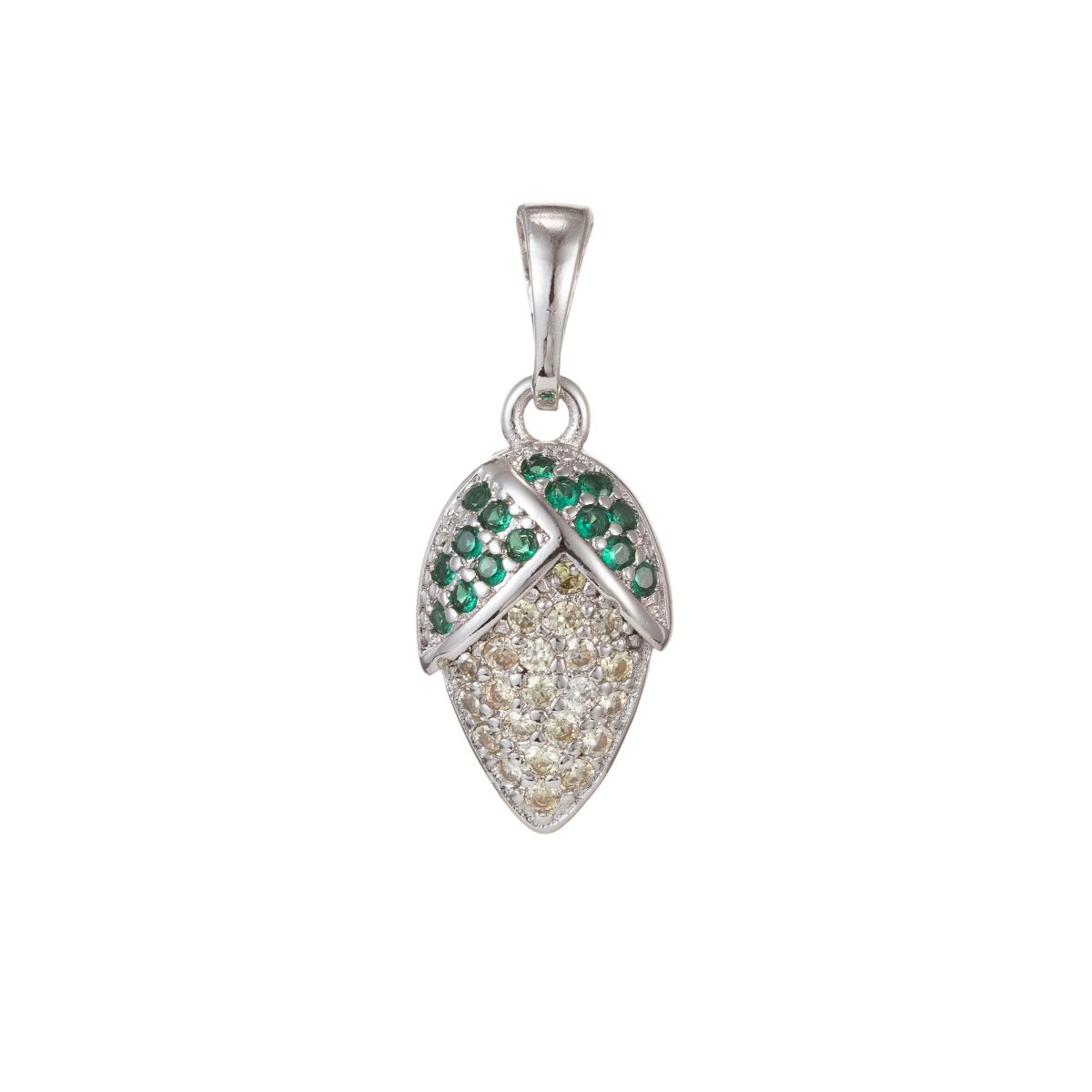 18k Gold Filled Micro Pave CZ Corn Pendant Charm, Corn Pendant Charm, Gold Filled Veggie Pendant, For DIY Jewelry Making I-422 I-498 - DLUXCA