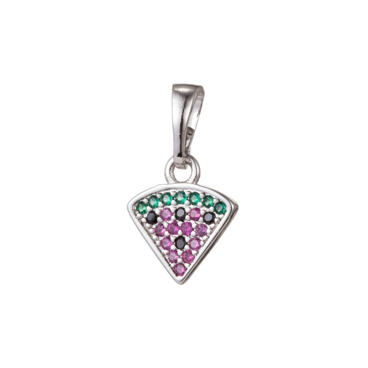 18k Gold Filled Micro Pave CZ Crafted Pizza Pendant Charm, Slice of Pizza Pendant Charm, Gold Filled Pendant, For DIY Jewelry I-418 I-485 - DLUXCA