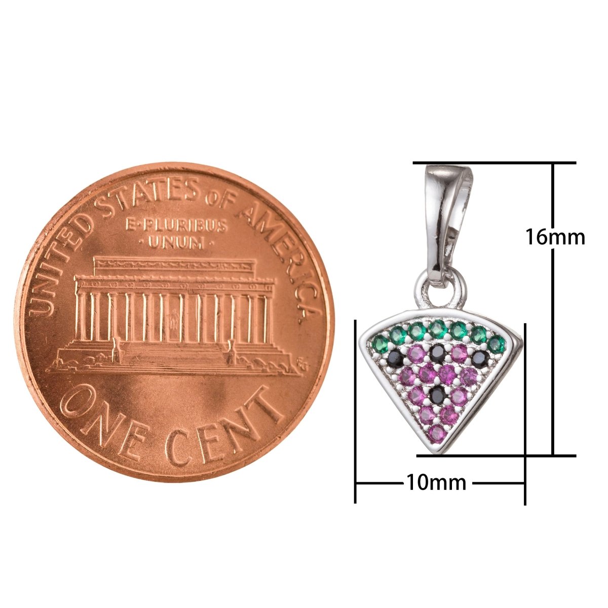 18k Gold Filled Micro Pave CZ Crafted Pizza Pendant Charm, Slice of Pizza Pendant Charm, Gold Filled Pendant, For DIY Jewelry I-418 I-485 - DLUXCA