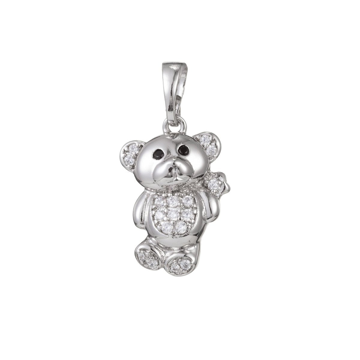 18k Gold Filled Micro Pave CZ Cutie Bear Pendant Charm, Micro Pave CZ Bear Pendant Charm, Gold Filled Pendant, For DIY Jewelry I-412 I-481 - DLUXCA