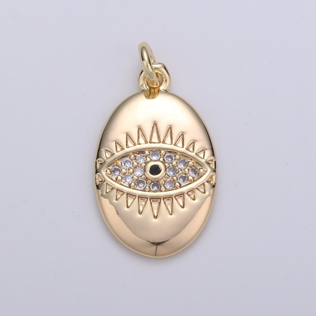 18k Gold Filled Micro Pave CZ Evil Eye Pendant Charm, For DIY Jewelry, Red, Blue, Green,Clear CZ Evil Eye Charm D-208 to D-211 - DLUXCA
