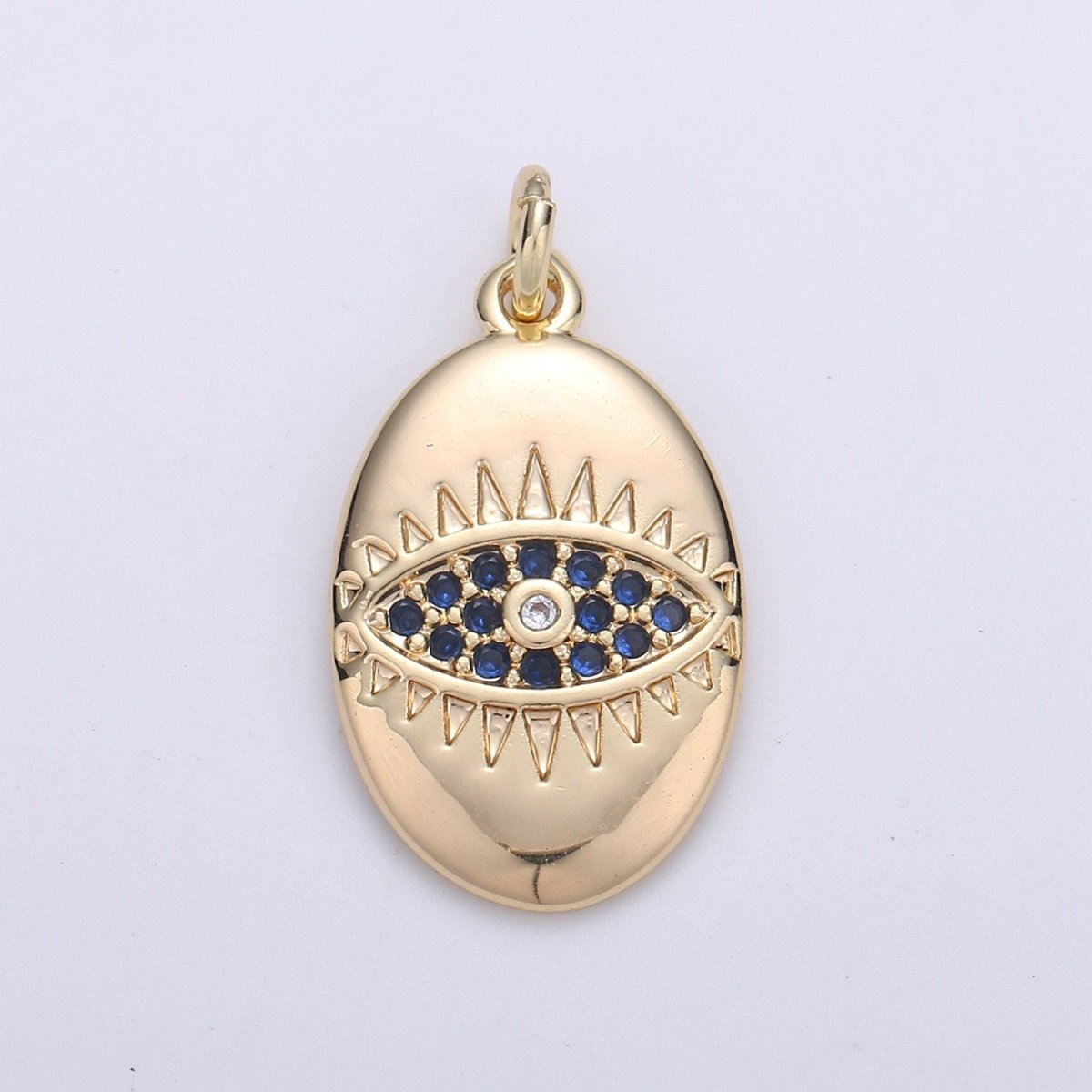 18k Gold Filled Micro Pave CZ Evil Eye Pendant Charm, For DIY Jewelry, Red, Blue, Green,Clear CZ Evil Eye Charm D-208 to D-211 - DLUXCA