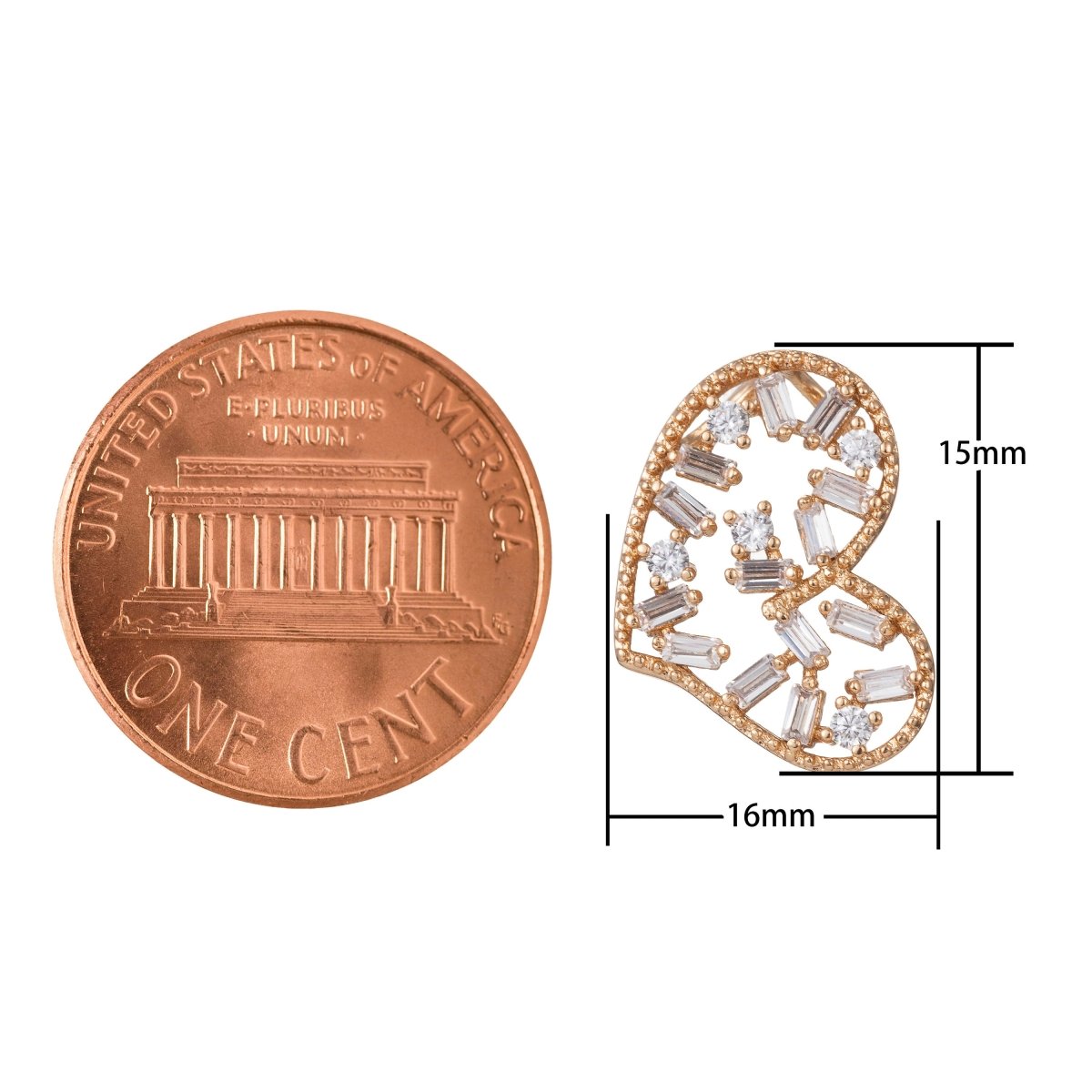 18k Gold Filled Micro Pave CZ Heart Pendant Charm, Hearts with Micro Pave CZ Pendant Charm, Gold Filled Heart Pendant, For DIY Jewelry I-431 - DLUXCA