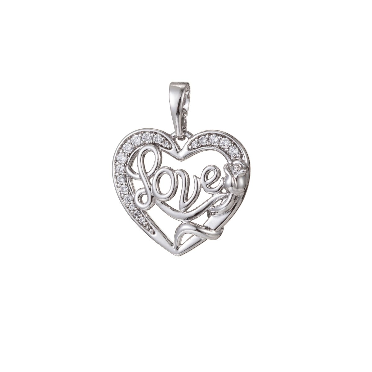 18k Gold Filled Micro Pave CZ Heart Pendant Charm, Love Heart Micro Pave CZ Pendant Charm, Gold Filled Pendant, For DIY Jewelry I-494 I-537 - DLUXCA