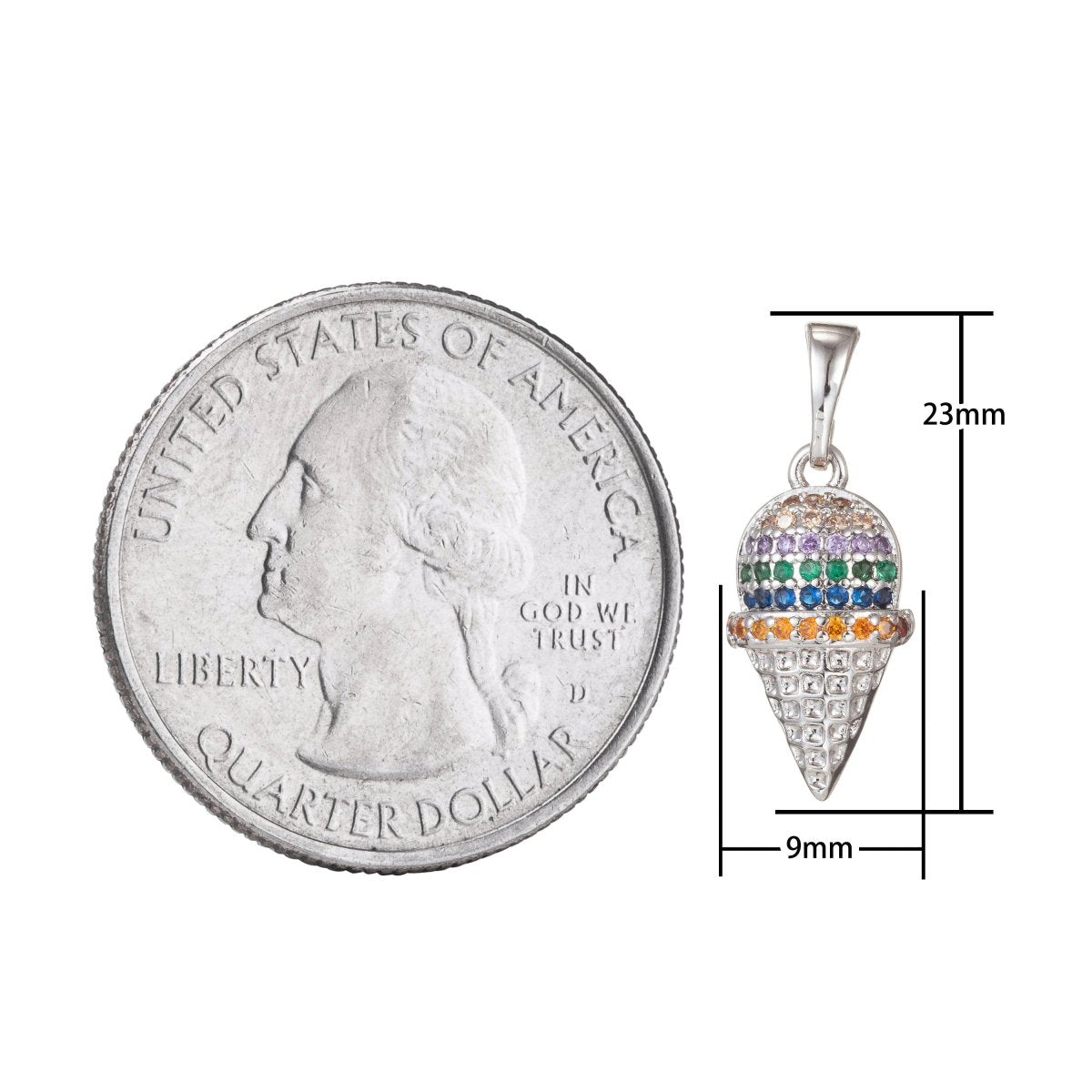 18k Gold Filled Micro Pave CZ Ice Cream Pendant Charm, Ice Cream Pendant Charm, Gold Filled Desert Pendant, For DIY Jewelry Making I-423 I-473 - DLUXCA