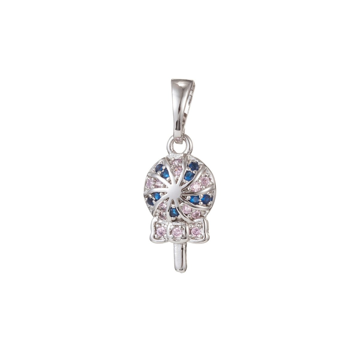 18k Gold Filled Micro Pave CZ Lolipop Pendant Charm, Lolipop Candy Pendant Charm, Gold Filled Desert Pendant, For DIY Jewelry Making I-427 I-500 - DLUXCA