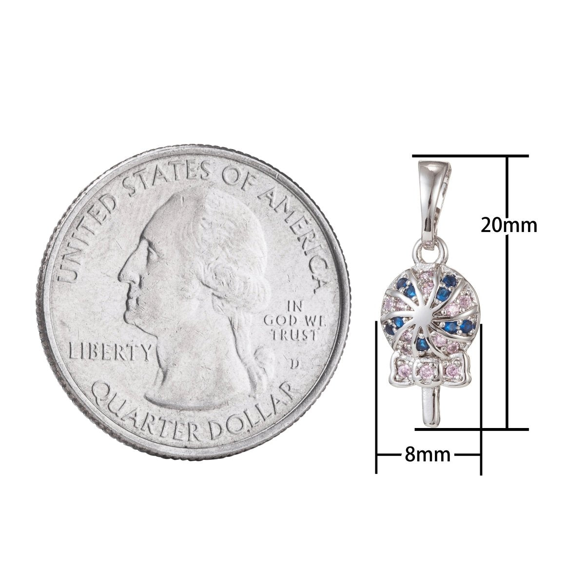 18k Gold Filled Micro Pave CZ Lolipop Pendant Charm, Lolipop Candy Pendant Charm, Gold Filled Desert Pendant, For DIY Jewelry Making I-427 I-500 - DLUXCA