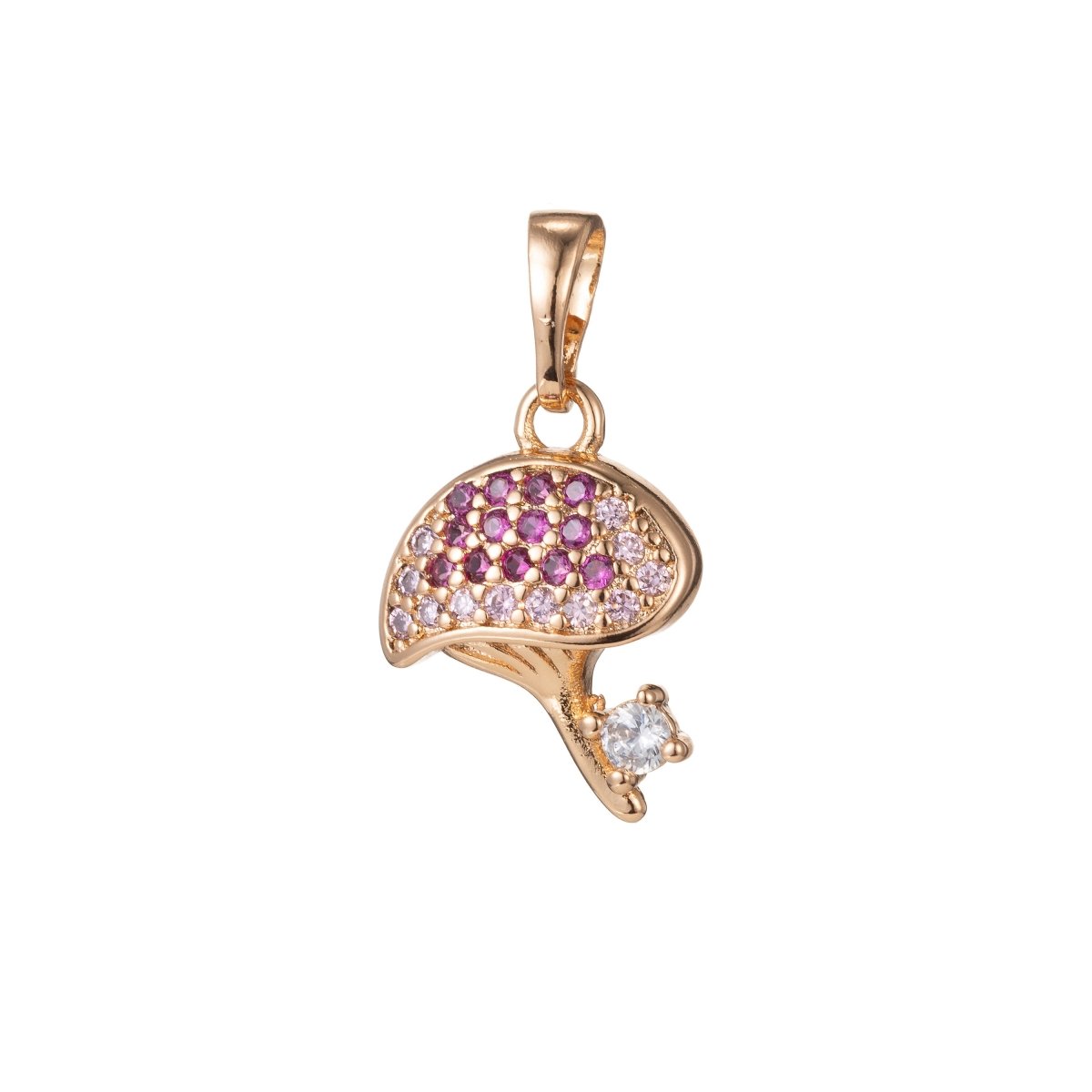 18k Gold Filled Micro Pave CZ Mushroom Pendant Charm, Micro Pave CZ Mushroom Pendant Charm, Gold Filled Fruit Pendant, For DIY Jewelry I-411 I-470 - DLUXCA