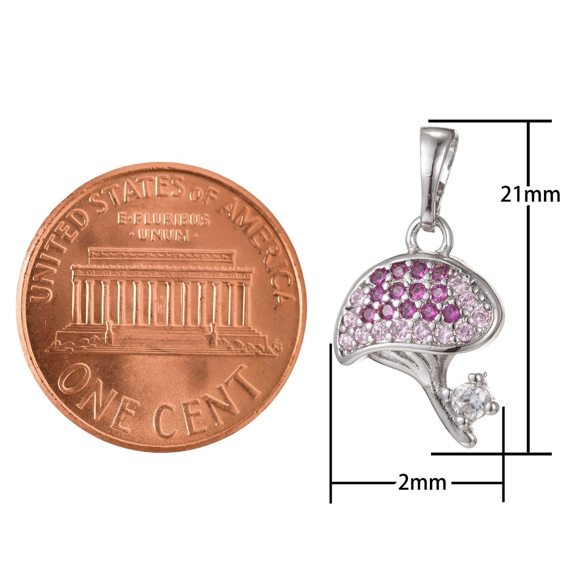 18k Gold Filled Micro Pave CZ Mushroom Pendant Charm, Micro Pave CZ Mushroom Pendant Charm, Gold Filled Fruit Pendant, For DIY Jewelry I-411 I-470 - DLUXCA