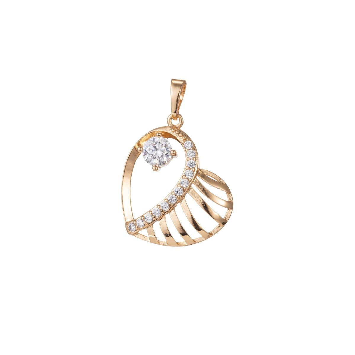 18K Gold Filled Micro Pave CZ Pendant Charm, Hearts with Micro Pave CZ Pendant Charm, Gold Filled Heart Pendant, For DIY Jewelry I-401 I-495 - DLUXCA