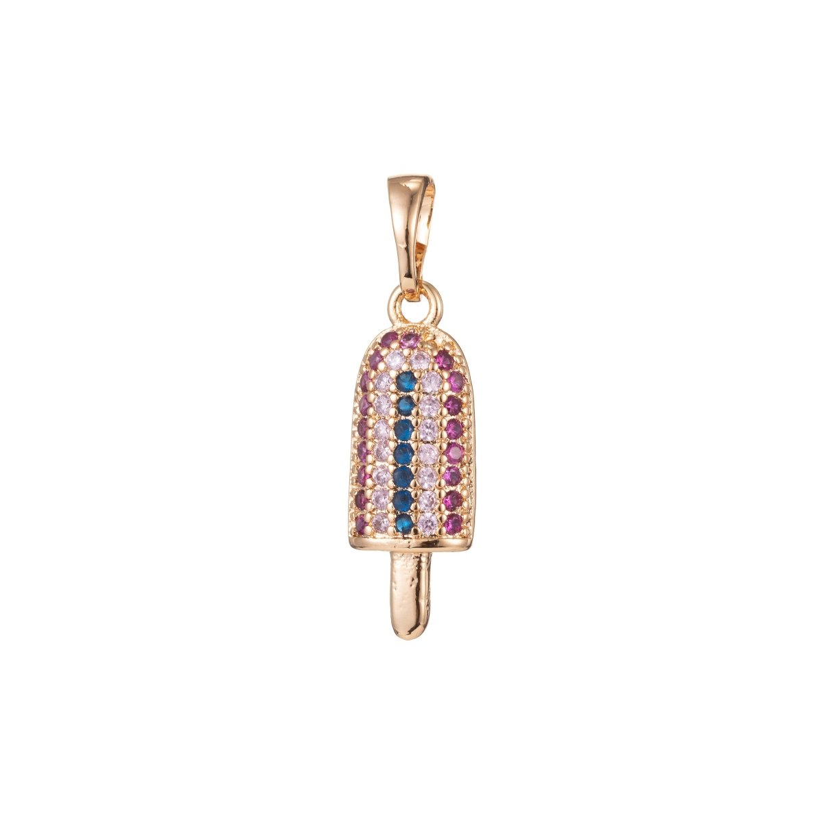 18k Gold Filled Micro Pave CZ Popsicle Pendant Charm, Ice Pop Pendant Charm, Gold Filled Desert Pendant, For DIY Jewelry Making I-429 I-472 - DLUXCA