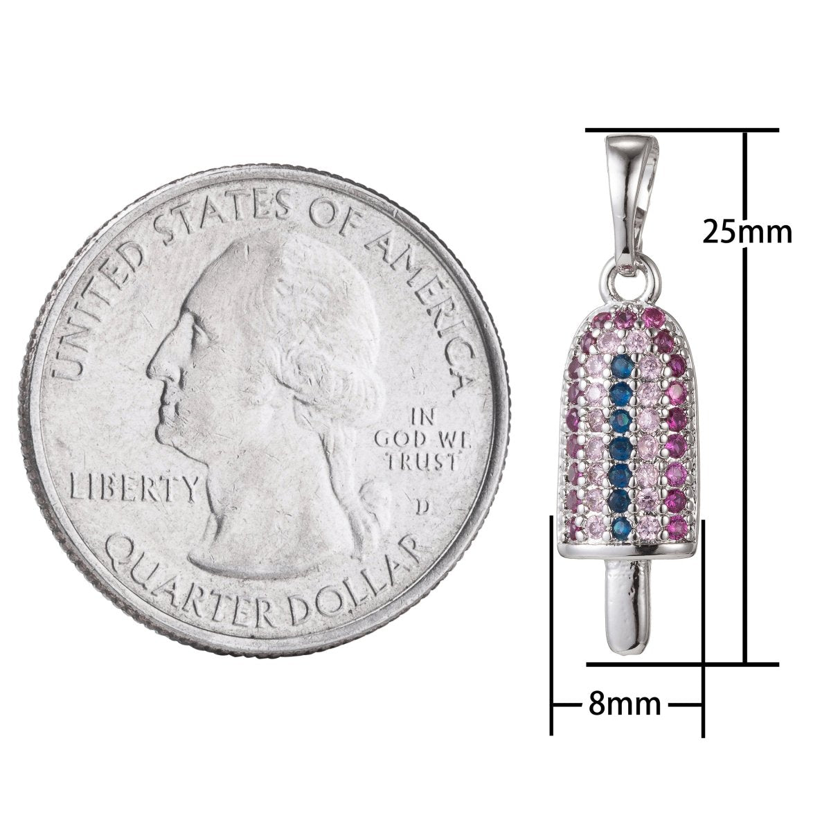 18k Gold Filled Micro Pave CZ Popsicle Pendant Charm, Ice Pop Pendant Charm, Gold Filled Desert Pendant, For DIY Jewelry Making I-429 I-472 - DLUXCA