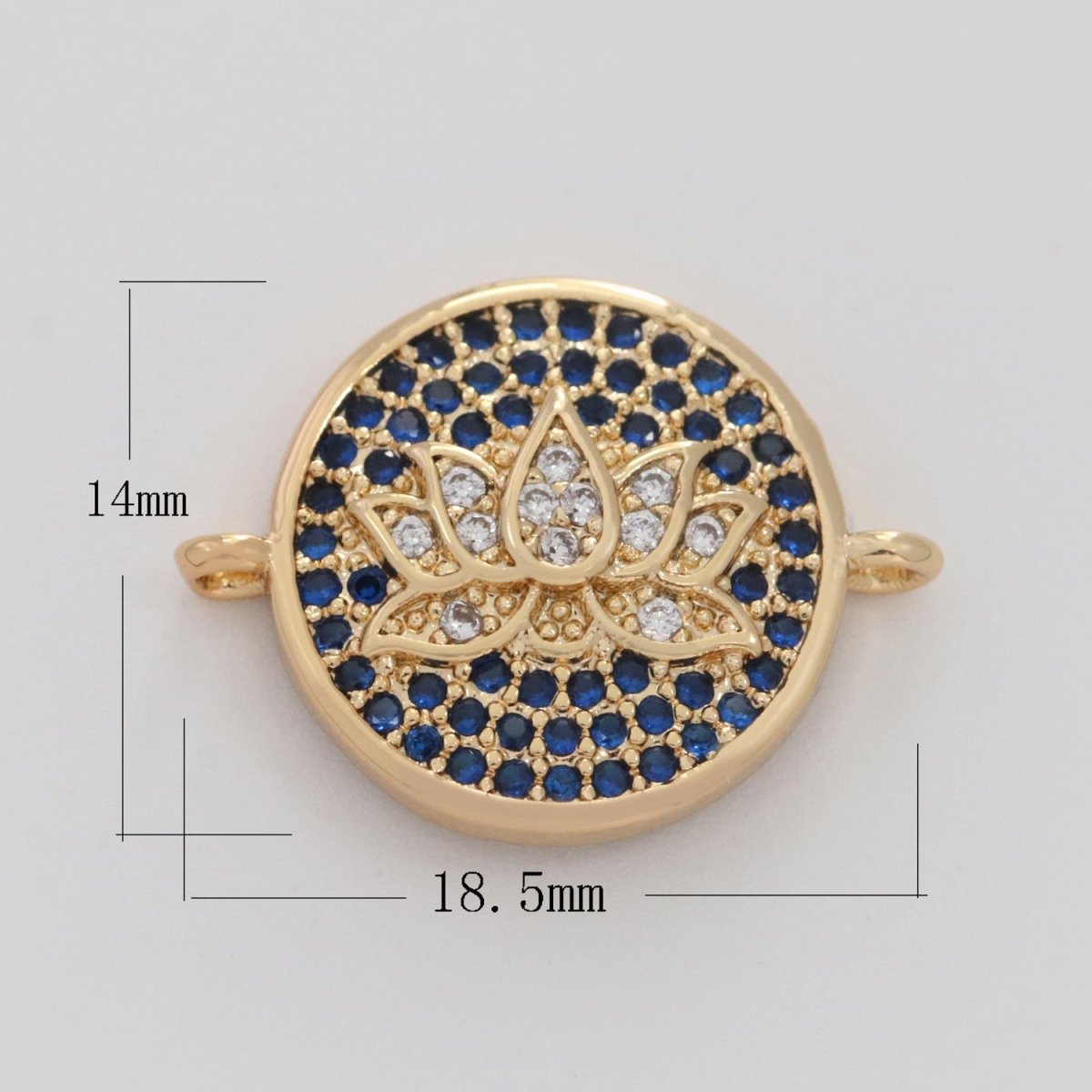 18k Gold Filled Micro Pave Lotus Charm Link Connector for Bracelet Necklace Component N-062 - DLUXCA