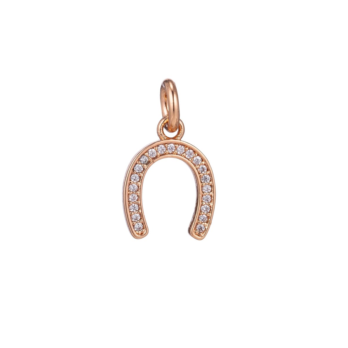 18K Gold Filled Micro Paved Lucky Horseshoe Charm in Gold, Silver, Rose Gold, Black | C-447 - DLUXCA