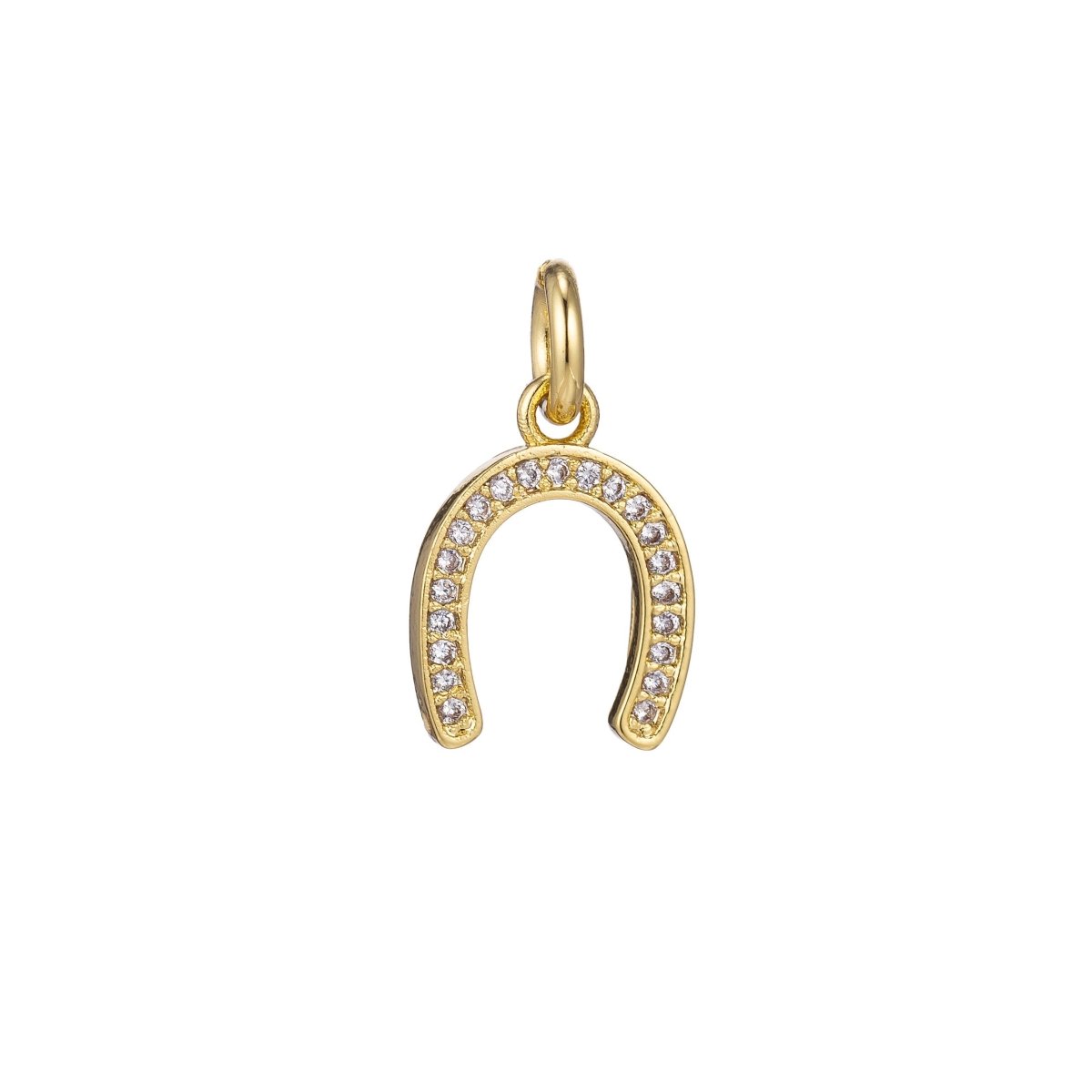 18K Gold Filled Micro Paved Lucky Horseshoe Charm in Gold, Silver, Rose Gold, Black | C-447 - DLUXCA