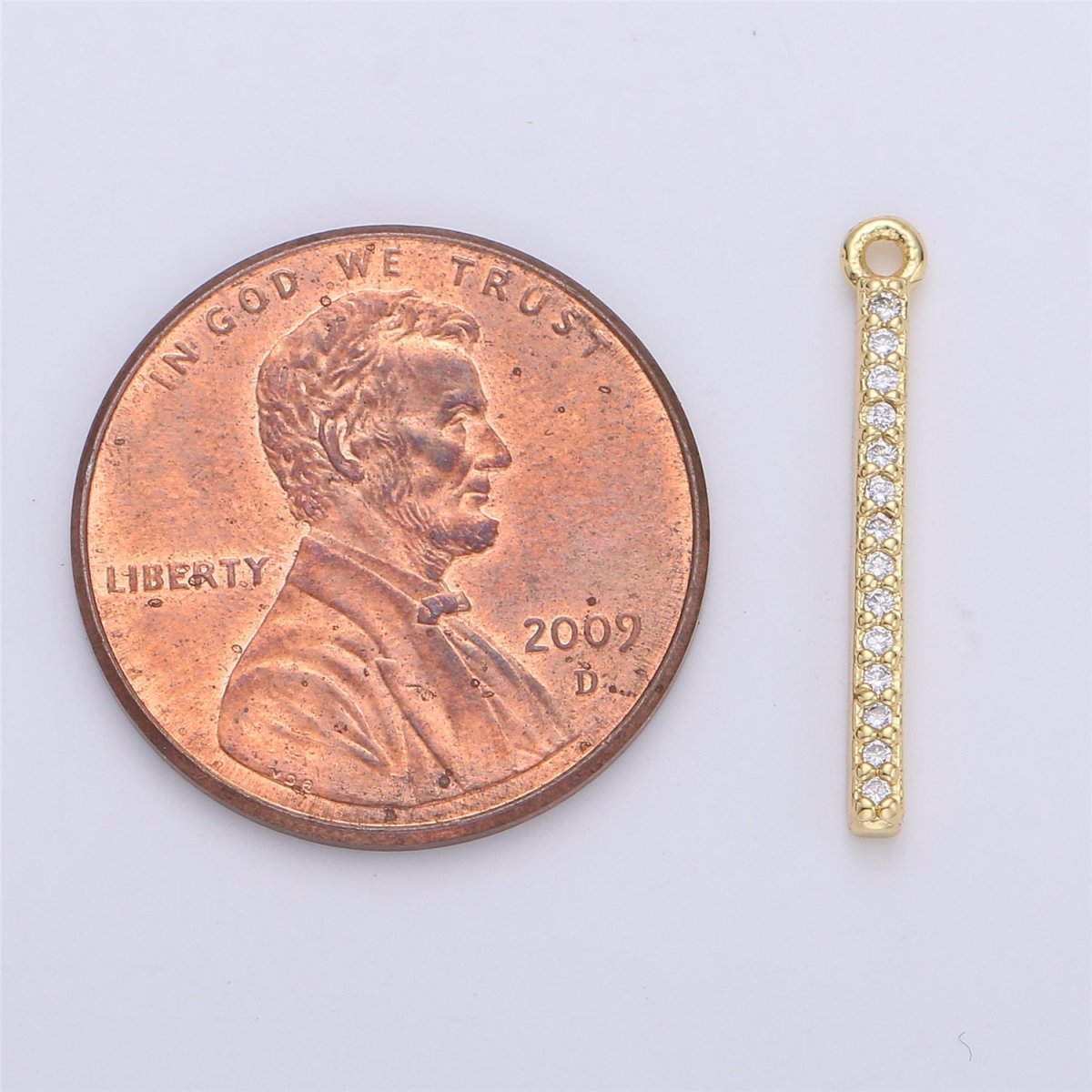 18K Gold Filled Minimalist Bar, Cubic Micro Pave Dangle Charm Necklace Earring Pendant Charm for Jewelry Making C-689 - DLUXCA