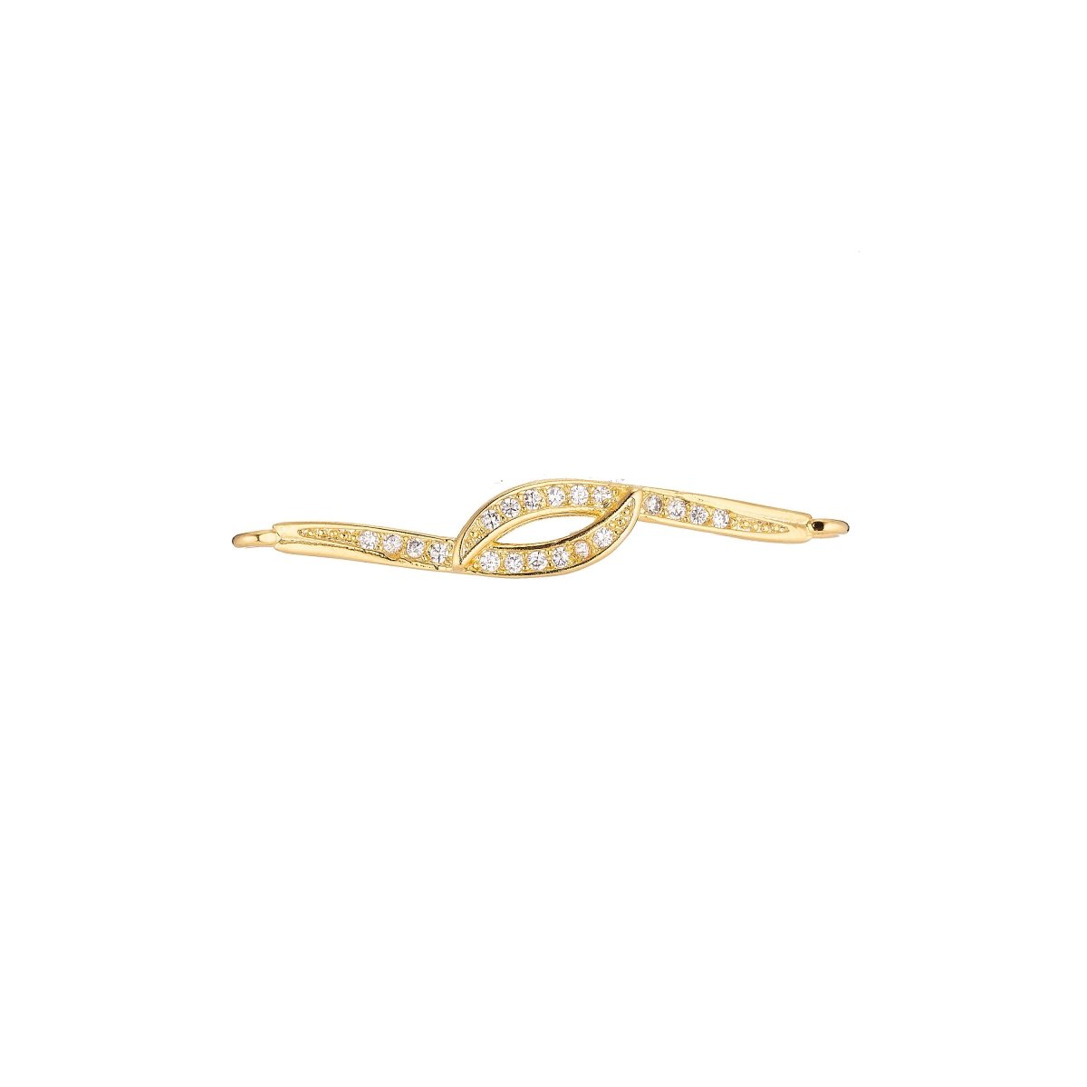 18K Gold Filled Minimalist Simple Line Curved Tangled Cubic Zirconia Charm Necklace Pendant Findings for Jewelry Making, F-074 - DLUXCA