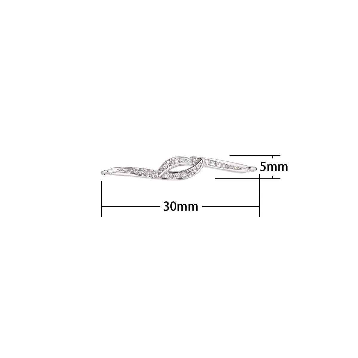 18K Gold Filled Minimalist Simple Line Curved Tangled Cubic Zirconia Charm Necklace Pendant Findings for Jewelry Making, F-074 - DLUXCA