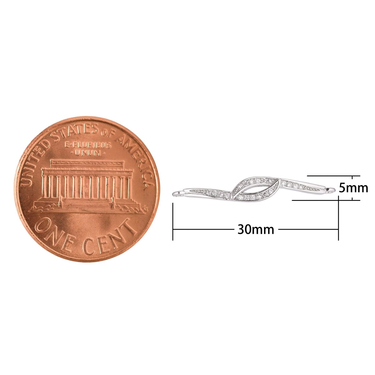 18K Gold Filled Minimalist Simple Line Curved Tangled Cubic Zirconia Charm Necklace Pendant Findings for Jewelry Making, F-074 - DLUXCA