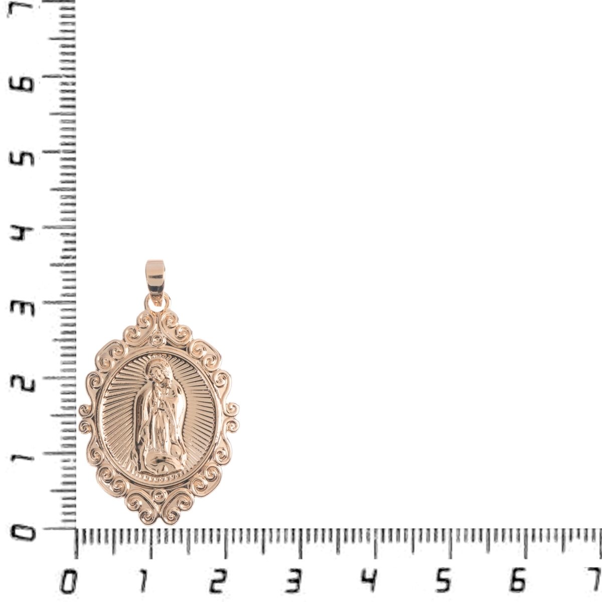 18k Gold Filled Mother Virgin Mary Miraculous Lady Pendant Rosary Necklace Charm with Bail Decorative Edge Oval Coin H-278 - DLUXCA