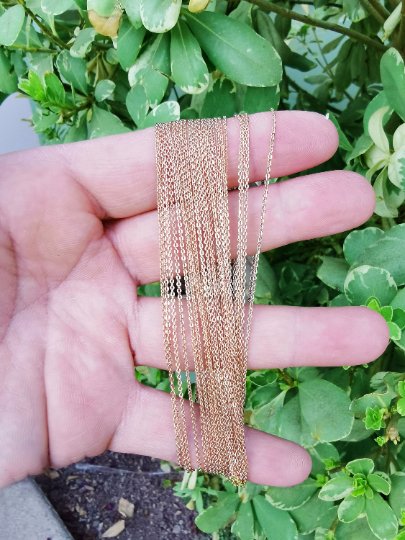 18K Gold Filled Necklace - 17.8 Inches Rolo Chain Necklace - Dainty 1.1mm Rolo Necklace w/ Spring Rings | CN-839 Clearance Pricing - DLUXCA