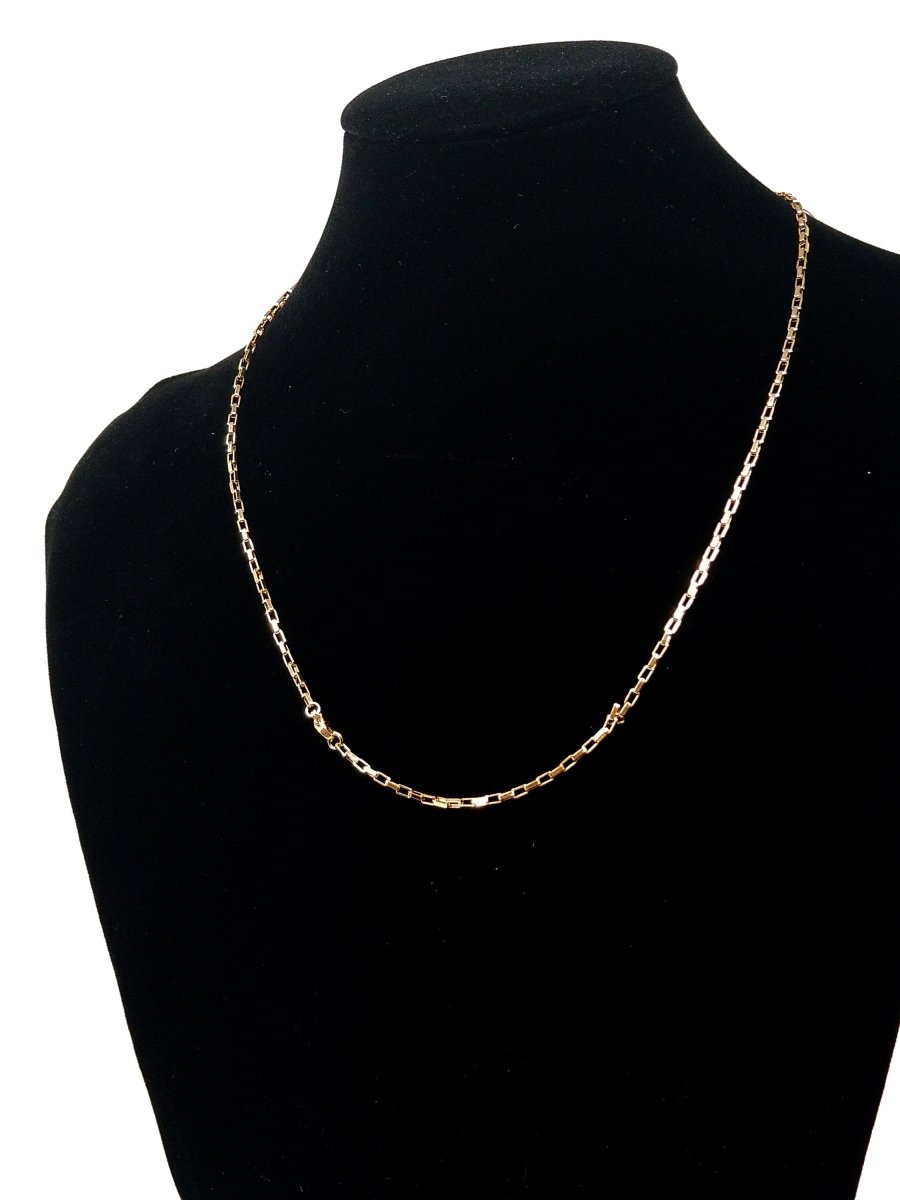 18K Gold Filled Necklace - Cable Necklace - Dainty Gold Cable Rolo Chain Layering Necklace 1mm 20 inch ready to wear chain w/ Lobster Clasp | CN-266 - DLUXCA