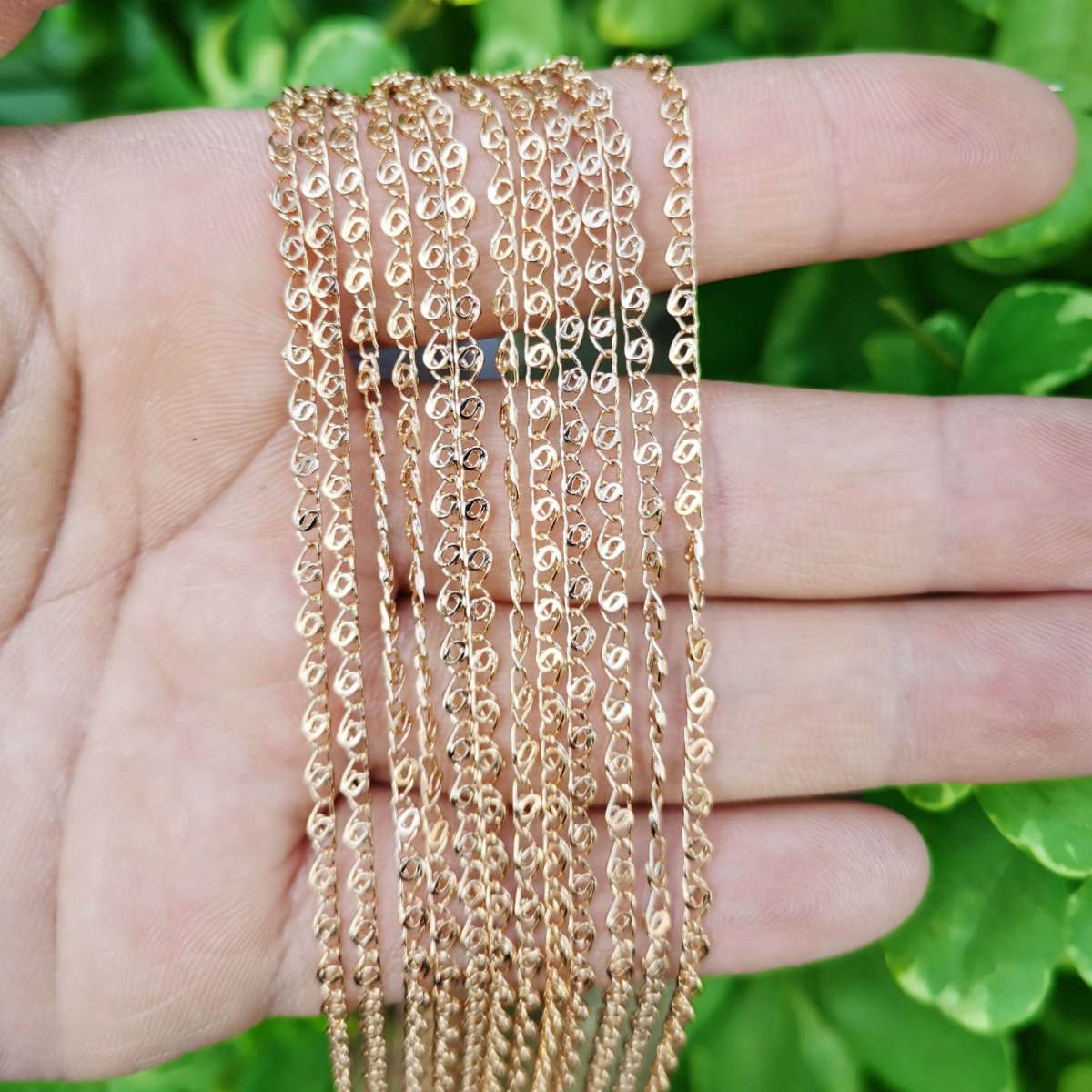 18K Gold Filled Necklace, Designed Scroll Linked Necklace, Gold Designed Layering Necklace, 2.7mm 17.9 Inches Designed Ready To Wear Necklace w/ Spring Ring | CN-822 Clearance Pricing - DLUXCA