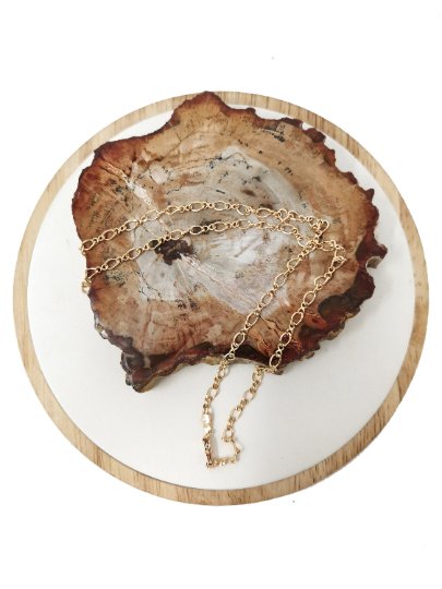 18k Gold Filled Necklace Figure 8 Chain Link Gold 17.7" Gold Figure Eight Style Necklace, Dainty 3mm Figure Eight Necklace w/ Lobster Clasps | CN-734 Clearance Pricing - DLUXCA