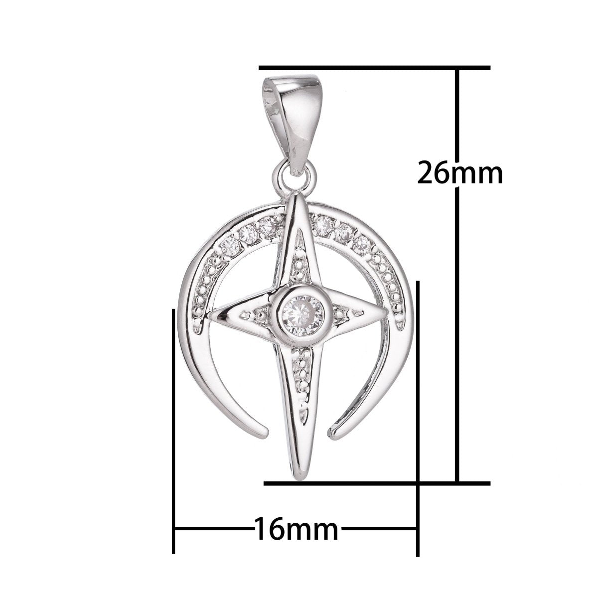 18K Gold Filled North Star of Bethlehem Minimalist Simple Cubic Zirconia Necklace Pendant Bracelet Earring Charm Bails for Jewelry Making H-913 - DLUXCA