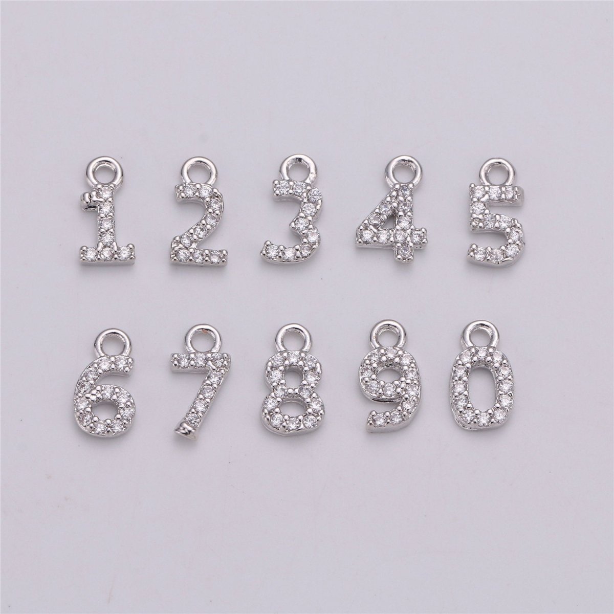 18K Gold Filled Number Charm Micro Pave numbers Gold arabic numerals charms for Bracelet Necklace Earring Charm Jewelry Making Supply M-021-M-042 - DLUXCA