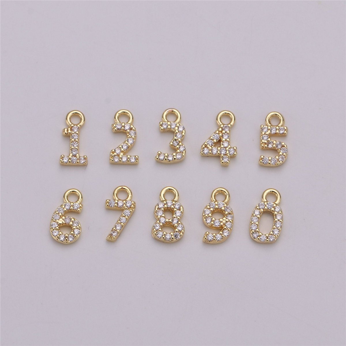 18K Gold Filled Number Charm Micro Pave numbers Gold arabic numerals charms for Bracelet Necklace Earring Charm Jewelry Making Supply M-021-M-042 - DLUXCA
