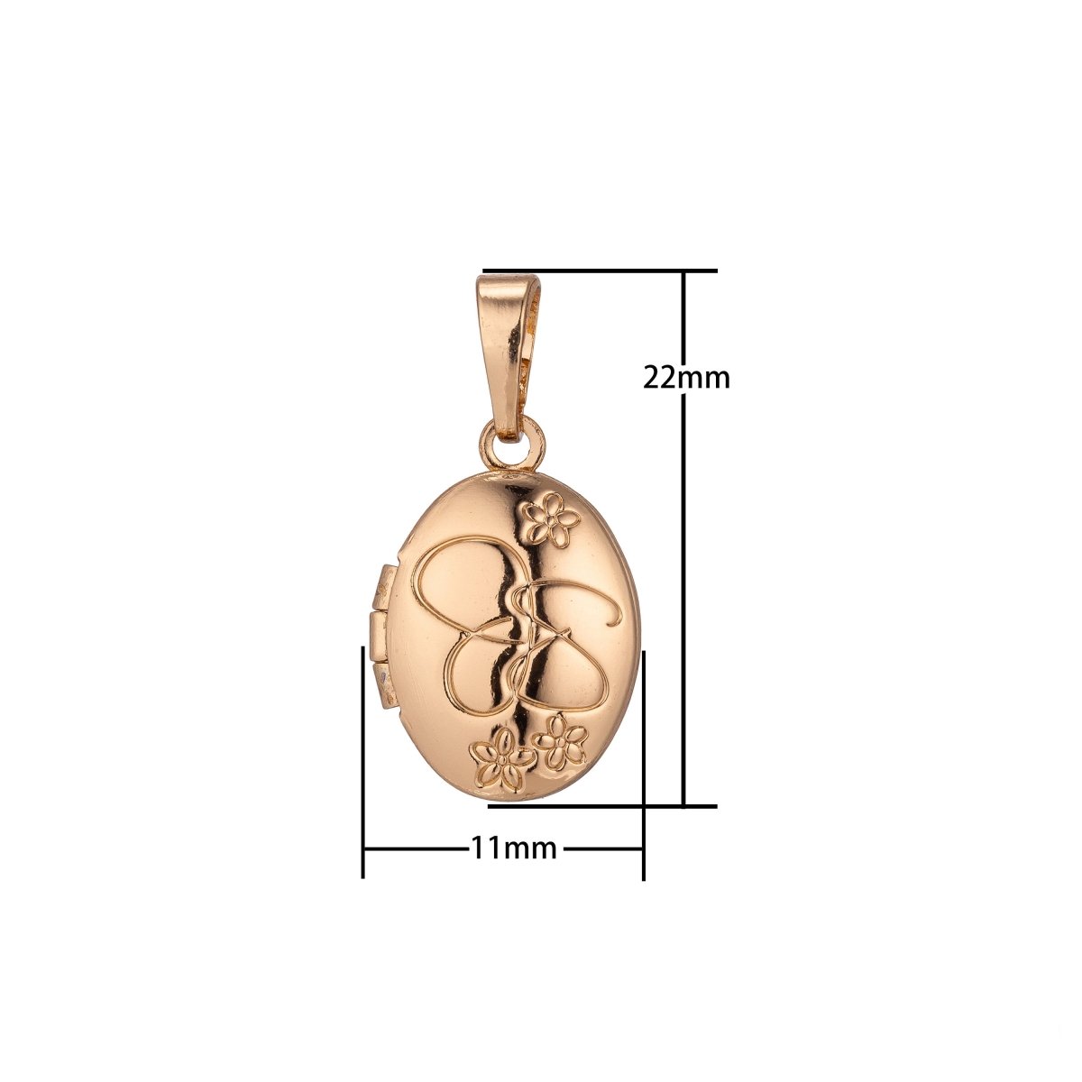 18K Gold Filled Oval Flower Photo Locket, Minimalist Flower, Necklace Pendant Charm Bails Findings for Jewelry Making H-897 - DLUXCA